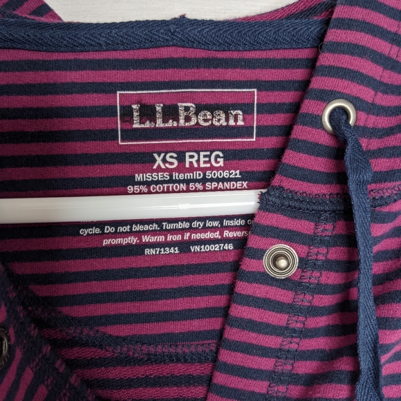 L.L. Bean Ultrasoft striped hoodie jacket NWOT XS - Picture 6 of 11